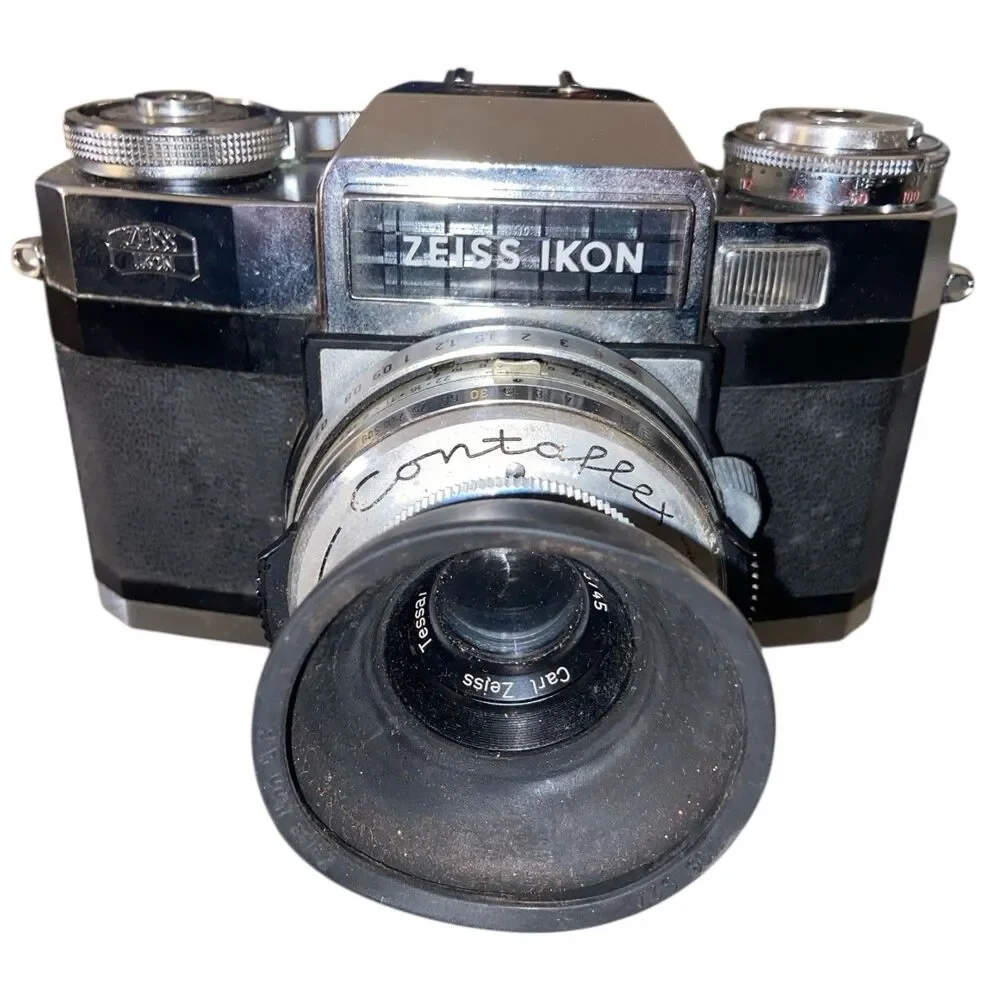 Zeiss Ikon Contaflex Super B 35mm SLR W 50mm F/2.8 Tessar Lens & Leather Case